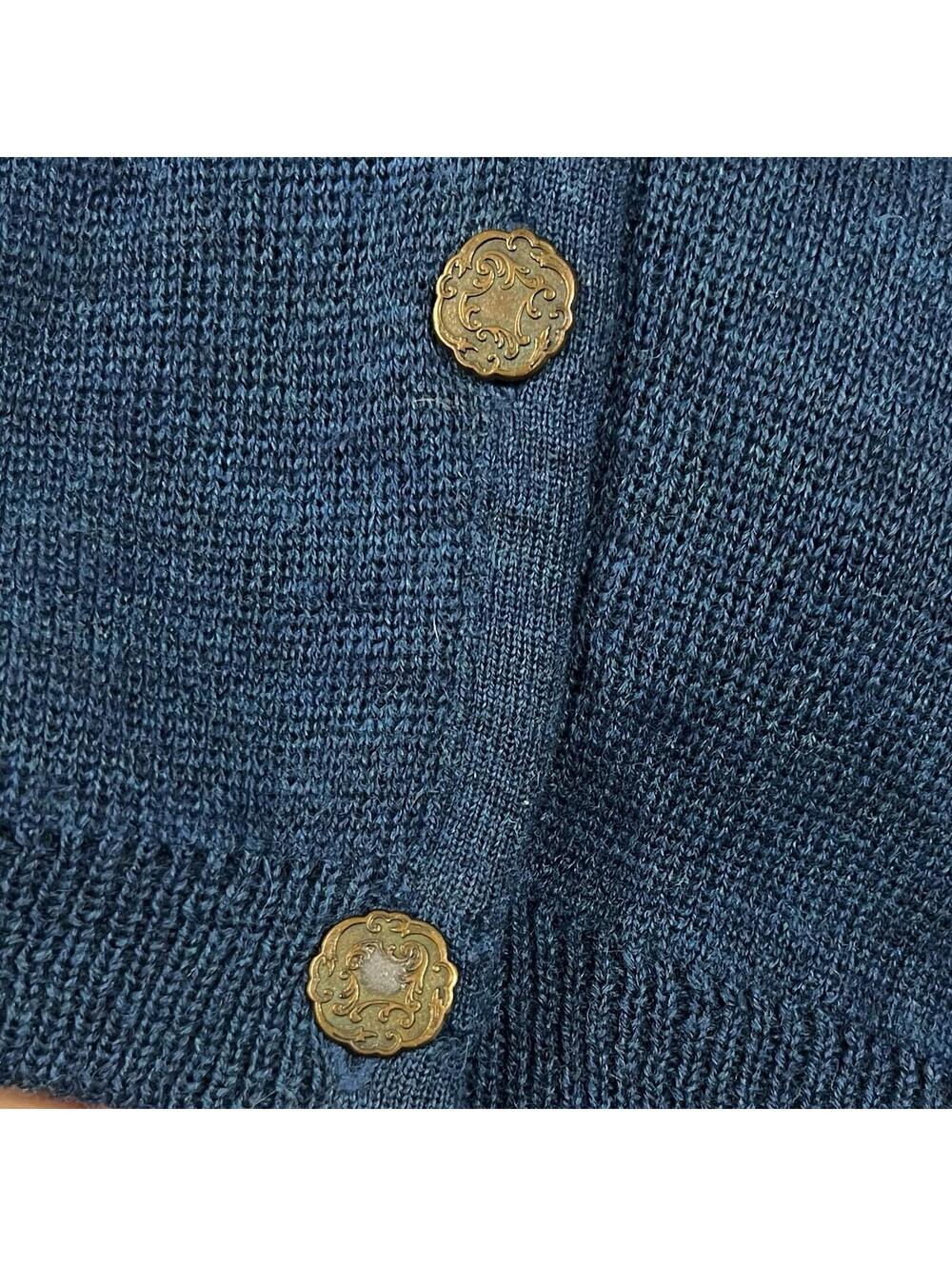 Vintage Pendleton Jacquard Knit Wool Cardigan Sweater Sz XL Teal Purple Floral - Picture 6 of 10